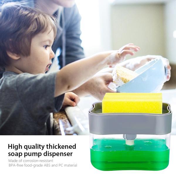 Liquid Soap Dispenser On Countertop With Sponge Holder For Pet - Happy Price - Image 2