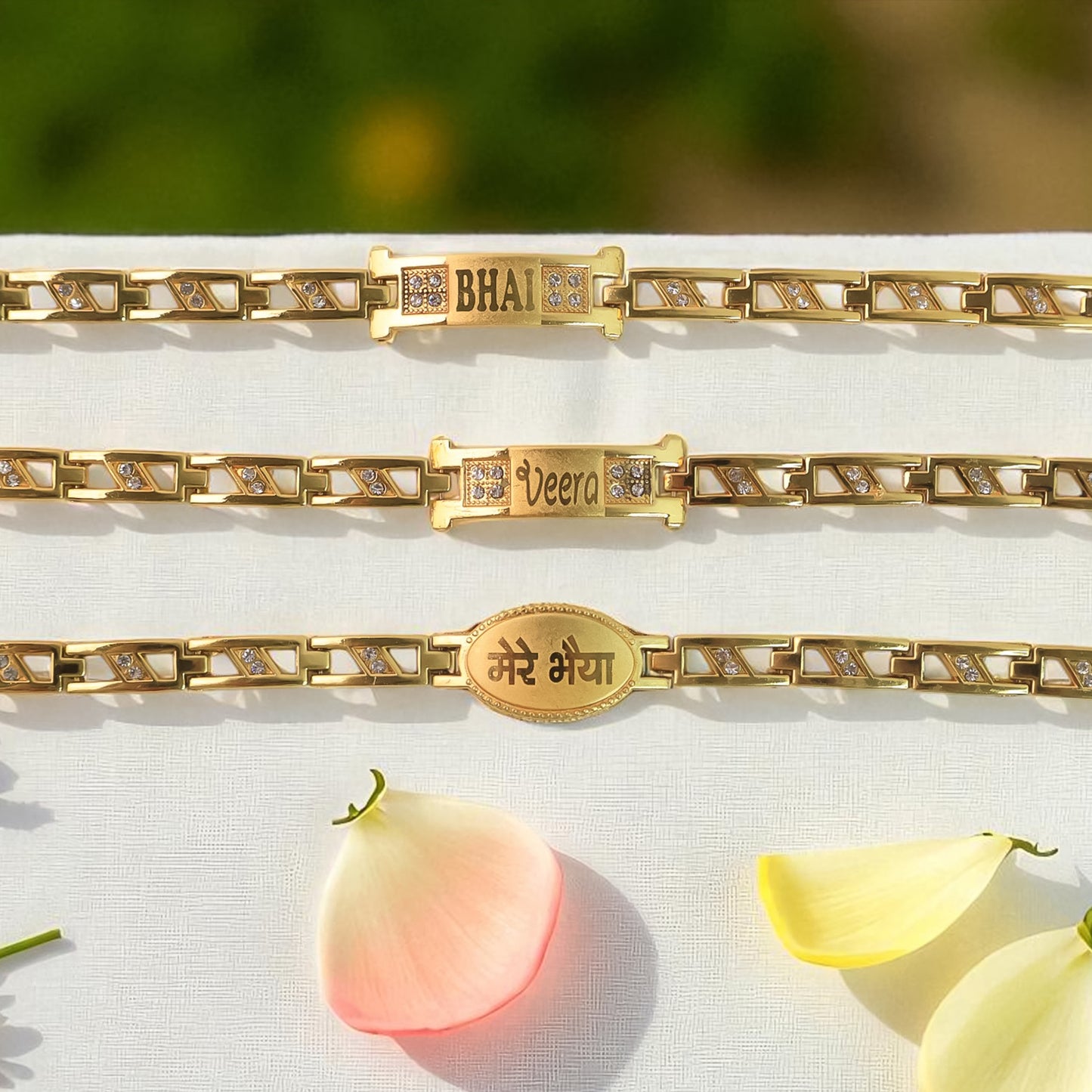 Metal Rakhi Bracelet For Brother Chain Rakhi With Wording (Mix Design 1 Pc) - Happy Price - Image 3