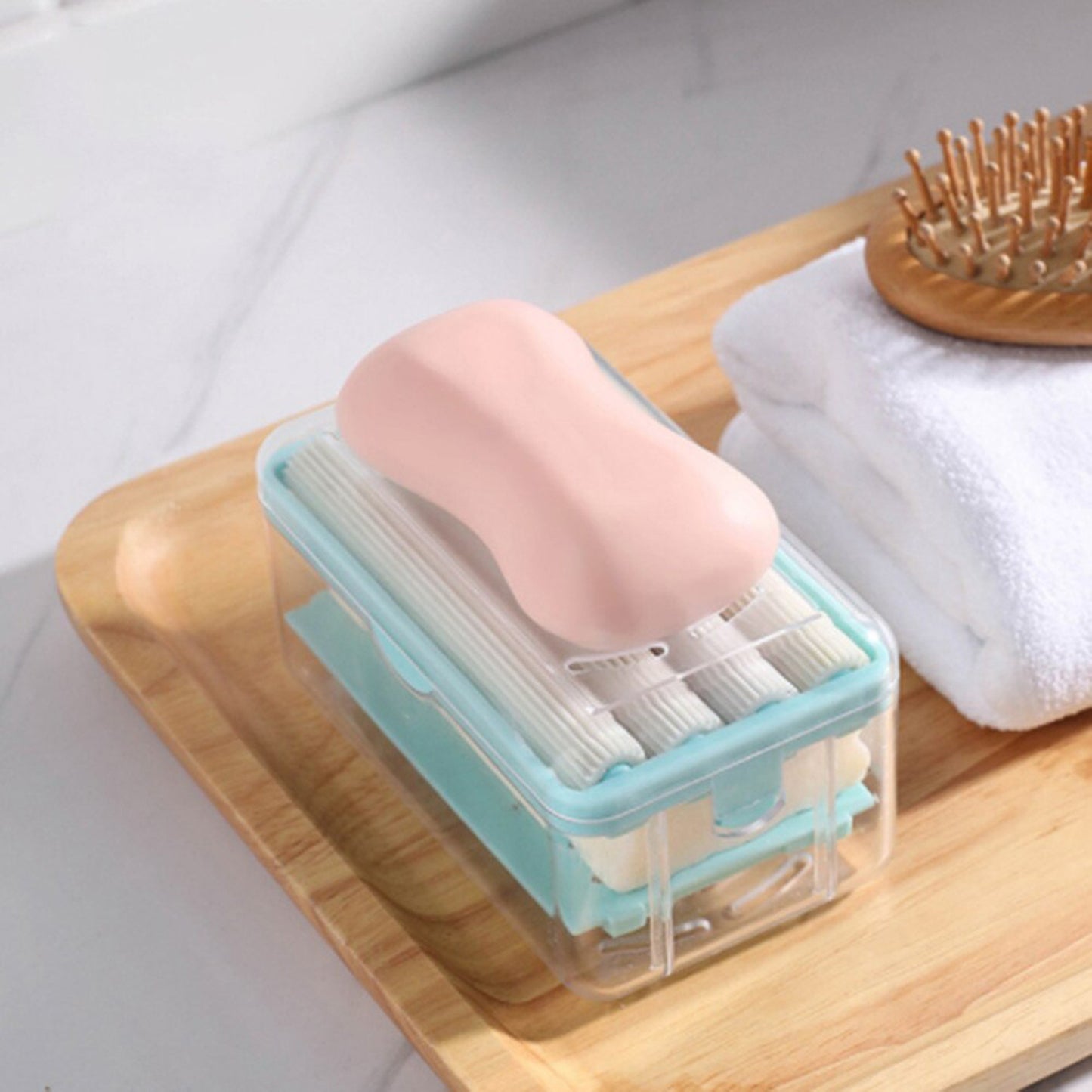2-in-1 Portable Soap Dish Soap Dispenser With Roller And Drain Holes Multifunctional Soap Holder Foaming Soap Bar Box For Home Kitchen Bathroom - Happy Price - Image 2