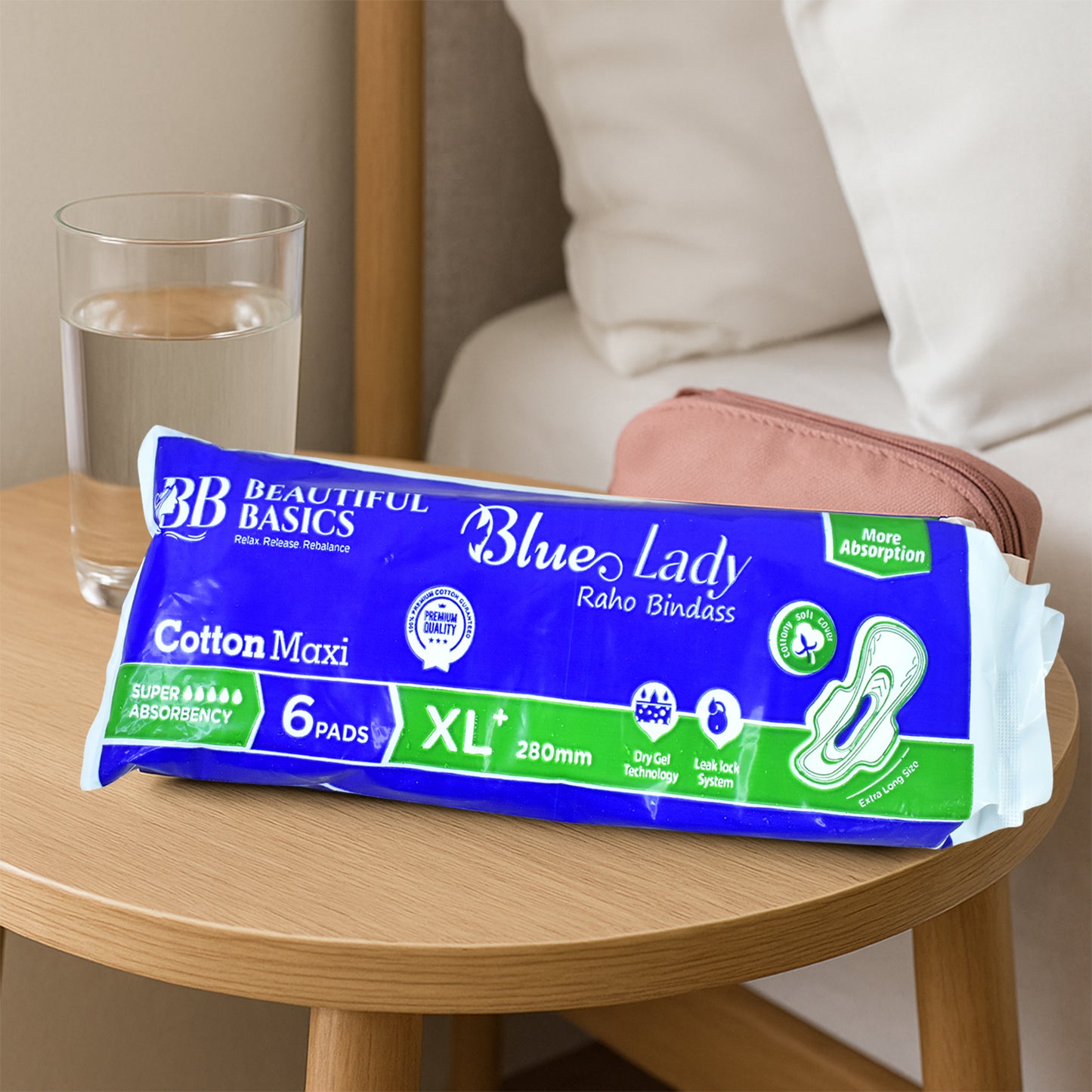 Beautiful Basics Blue Lady Sanitary Pads Xl 280mm (6 Pc) - Happy Price - Image 5