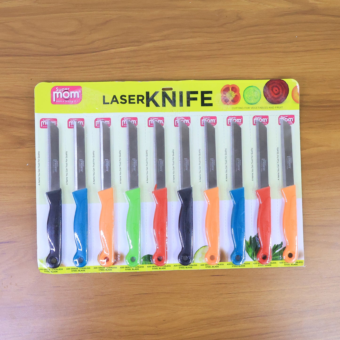 10 Piece Stainless Steel Kitchen Knife Set with Laser-Cut Blades and Ergonomic Plastic Handles - Happy Price - Image 7