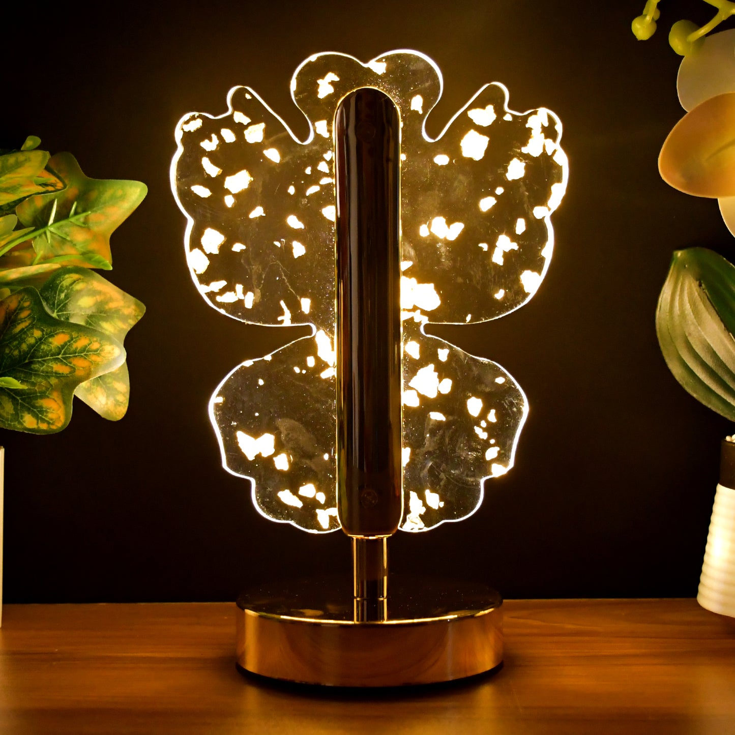 Golden Butterfly Crystal LED Table Lamp, USB Rechargeable Decorative Light (1 Pc) - Happy Price - Image 6