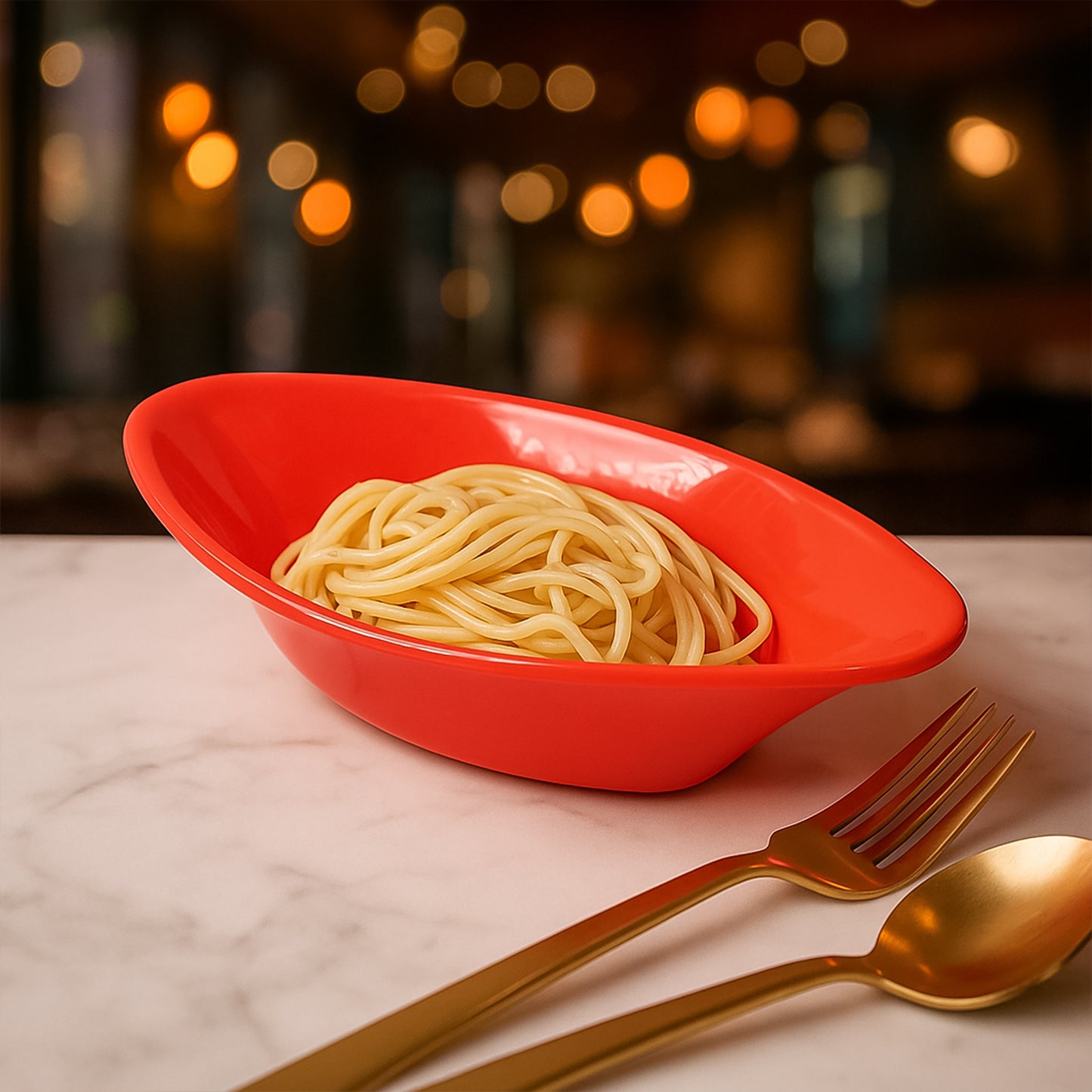 Red Oval Serving Bowl - Deep, Break-Resistant Plastic for Salads & Snacks (1 Pc) - Happy Price - Image 5