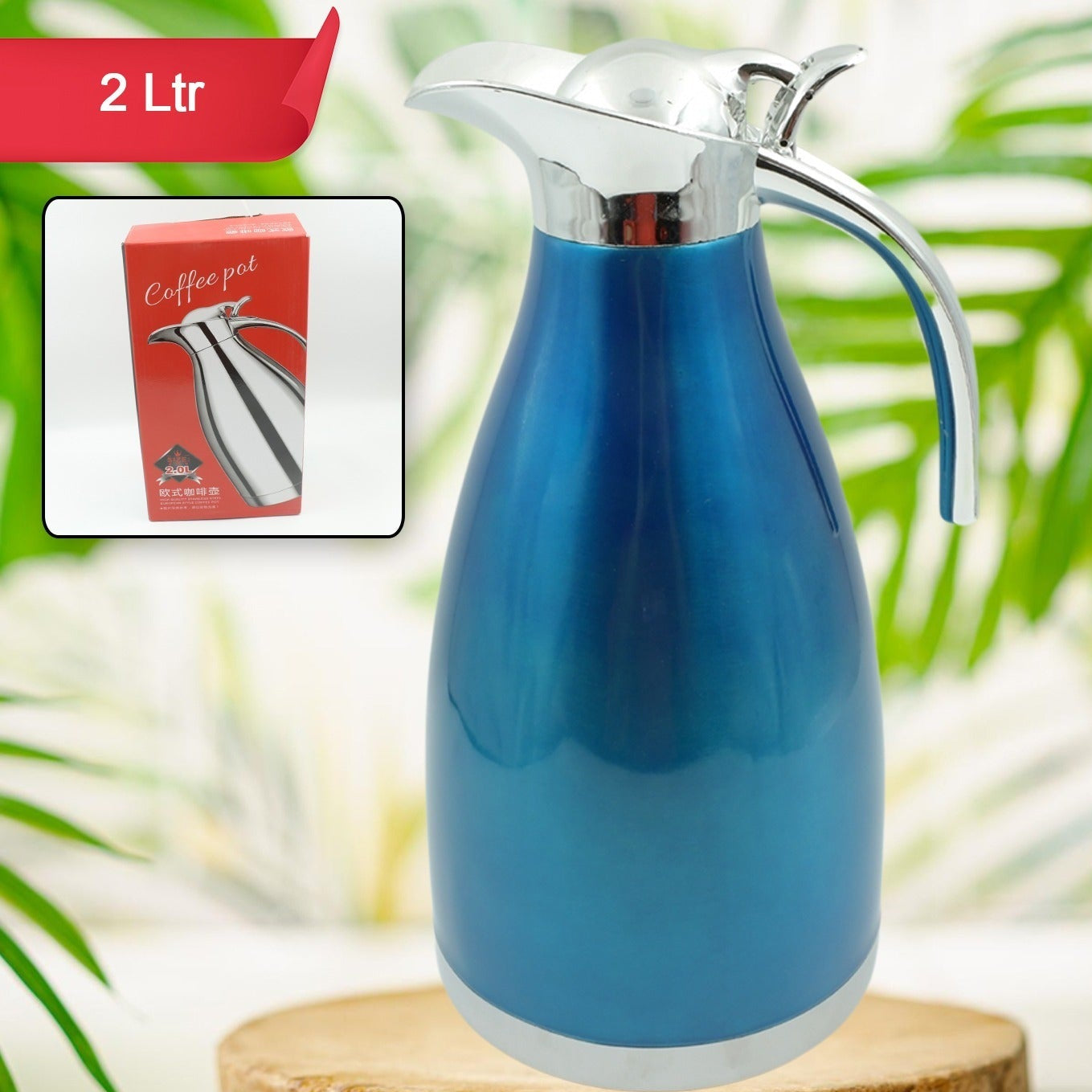 Vacuum Insulated Kettle Jug Vacuum Insulated Thermo Kettle Jug Insulated Vacuum Flask Vacuum Kettle Jug Stainless Steel For Milk Tea Beverage Home Office Travel Coffee ( 2 Ltr) (1pc) - Happy Price - Image 1