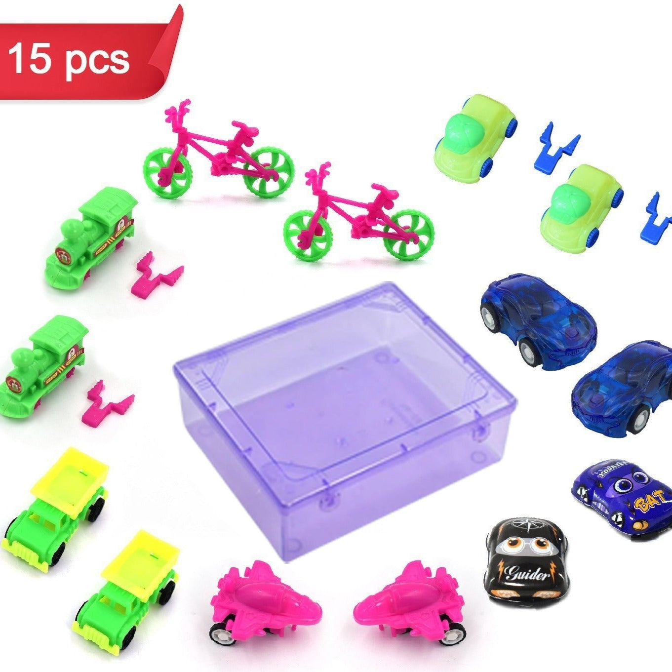Toys For Kids Friction Powered Vehicle Toy For Baby Push Go Toys Combo Set For Boys Girls ( Pack Of 15) - Happy Price - Image 1