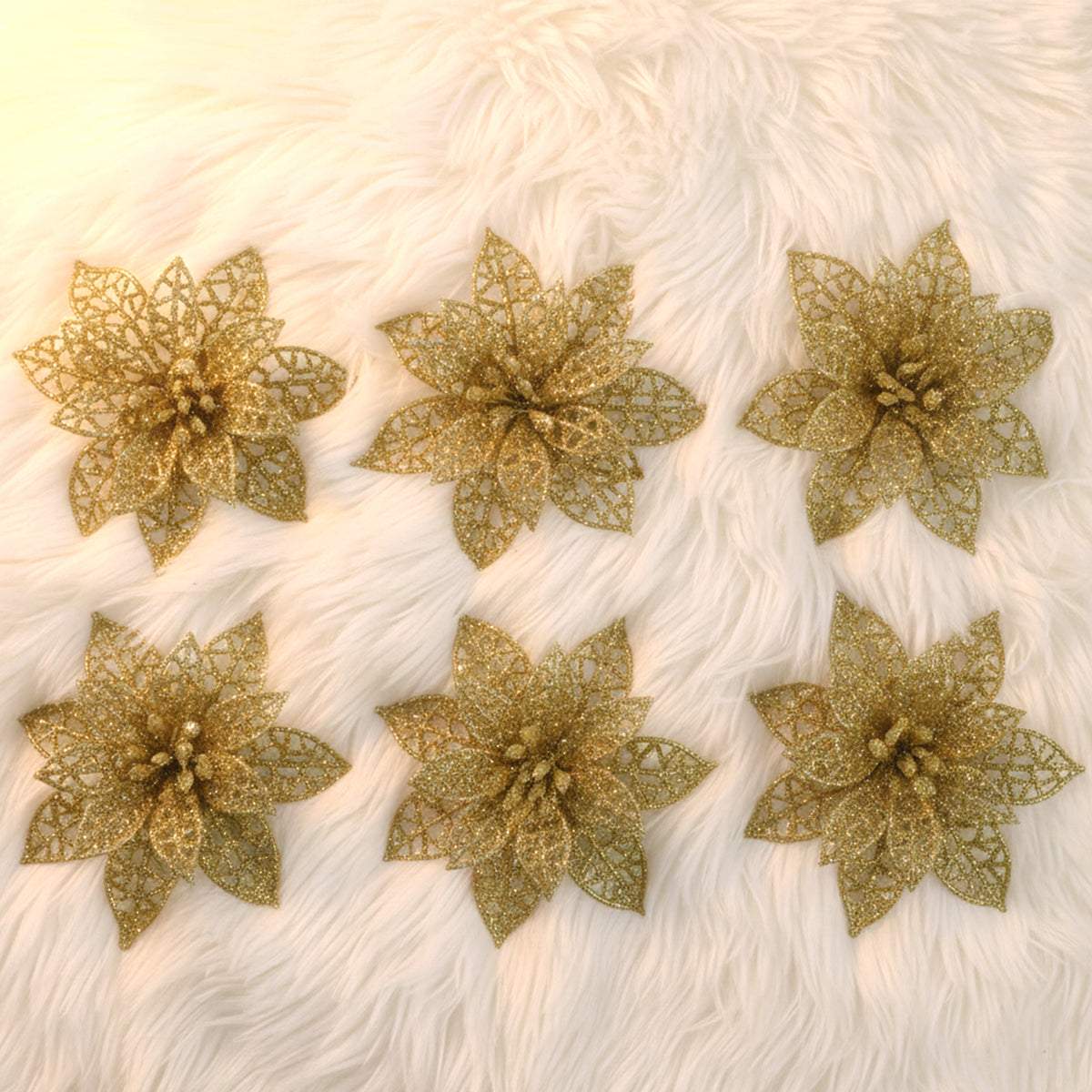 Glitter Flower Hair Clips - 6 Pc Mix Color Set for Women & Girls - Happy Price - Image 2
