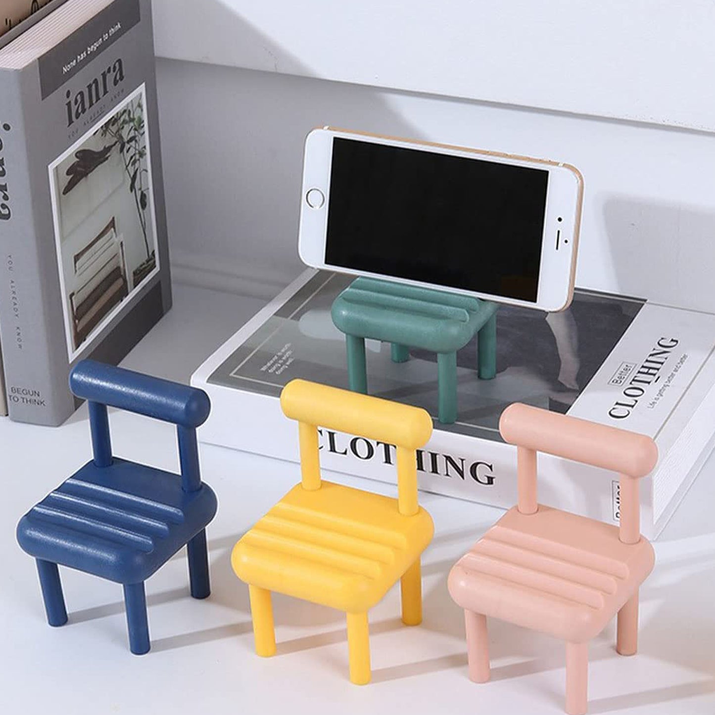 Mobile Phone Holder Mini Chair Cell Phone Stand Portable Smartphone Dock Cellphone Holder For Desktop Design Compatible With All Mobile Phones (1 Pc) - Happy Price - Image 5