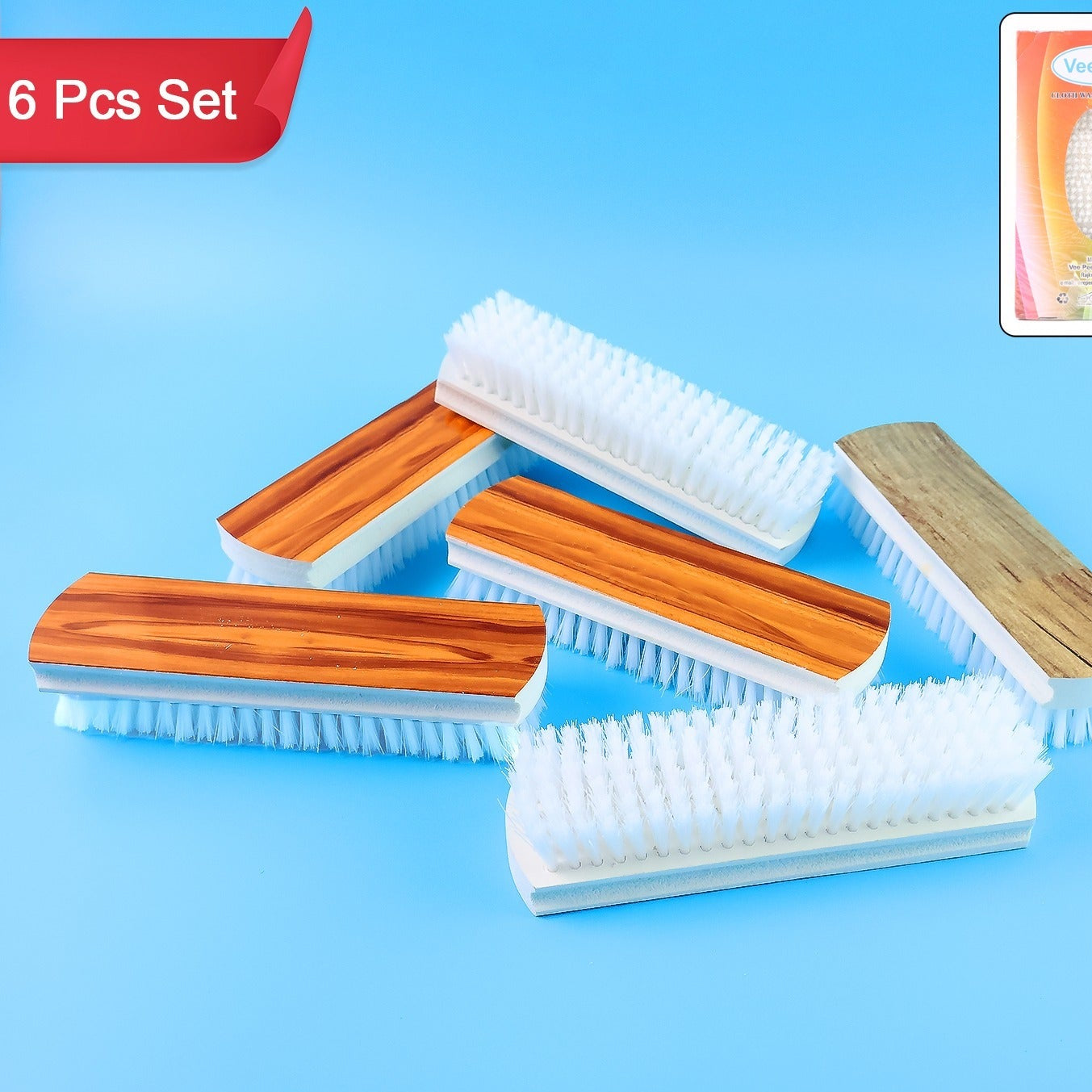 Veepee 6-piece Washing And Cleaning Scrub Brush Set (Multi-color Bristles) - Happy Price - Image 1