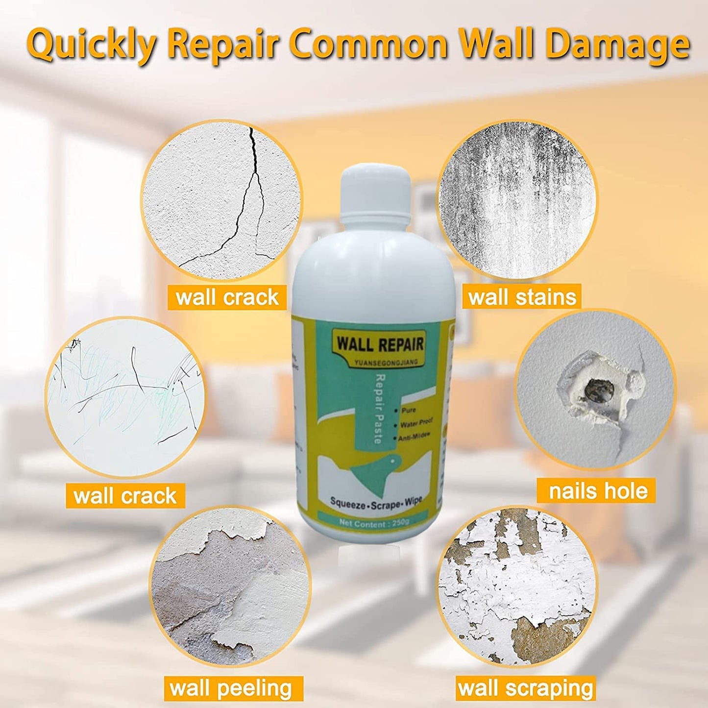 Wall Repair Cream with Scraper - 280g Tube for Cracks & Holes - Happy Price - Image 6