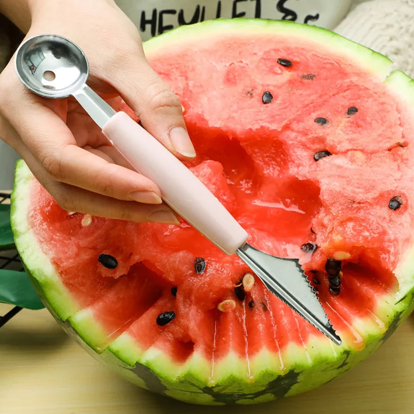 Multifunctional Stainless Steel Fruit Vegetable Pattern Carving Knife Peeler Corer Spherical Dig Ball Scoop Garnishing Dig Ball Spoon Kit. - Happy Price - Image 2