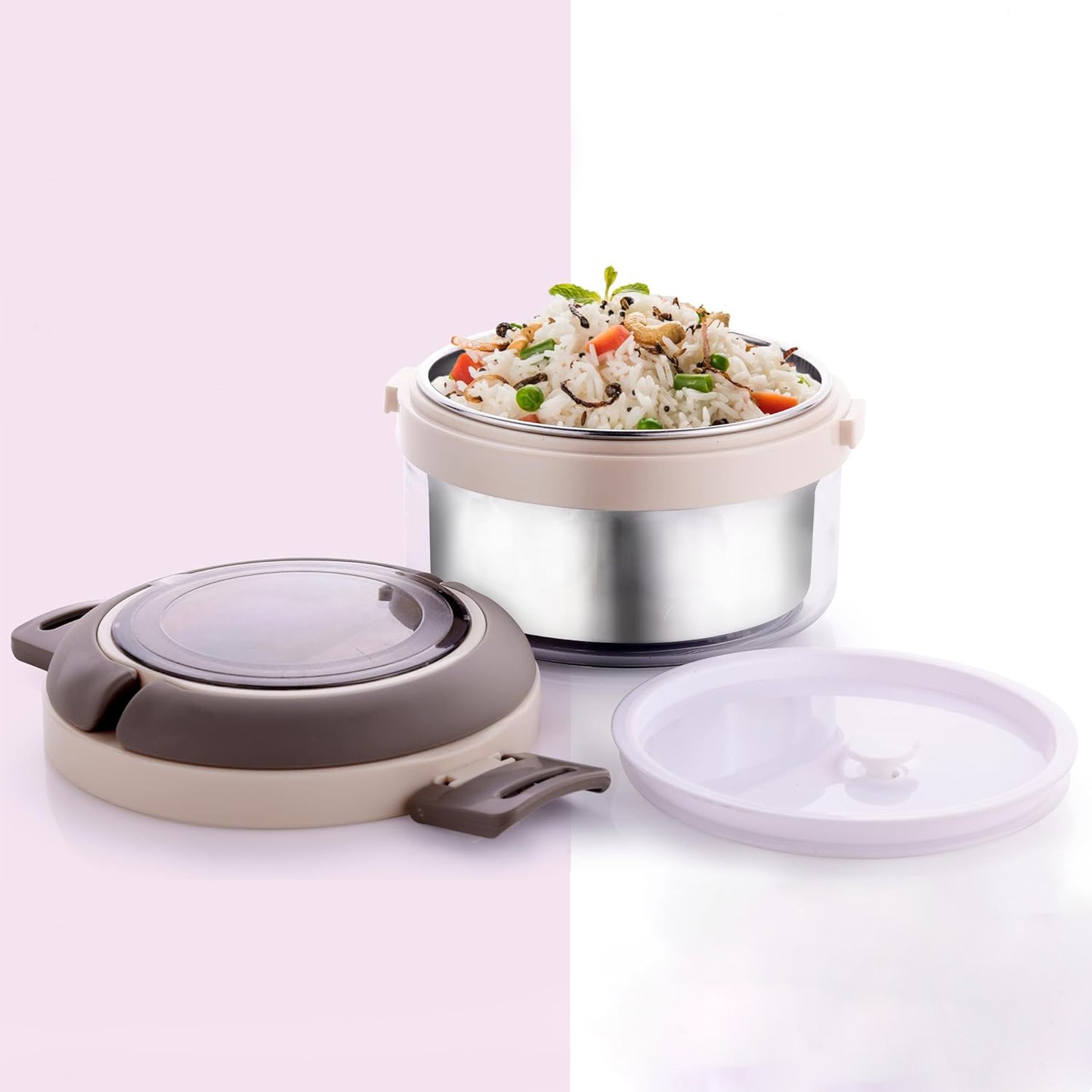 Ganesh Tiara 400ml Stainless Steel Insulated Lunch Box With Leakproof Lid Folding Spoon - Happy Price - Image 4