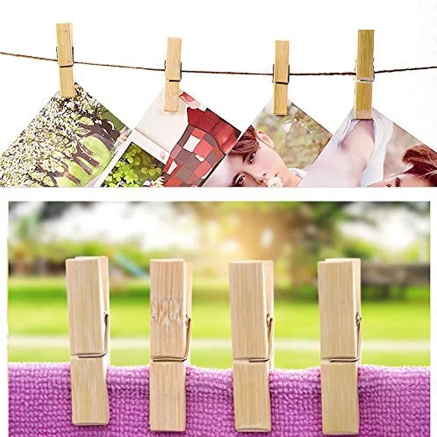 Multipurpose Wooden Heavy Clip (20 Pieces) For Clothespin Dryer Hanger Photo Paper Peg Pin Craft Clips For School Arts Crafts Decoration - Happy Price - Image 2