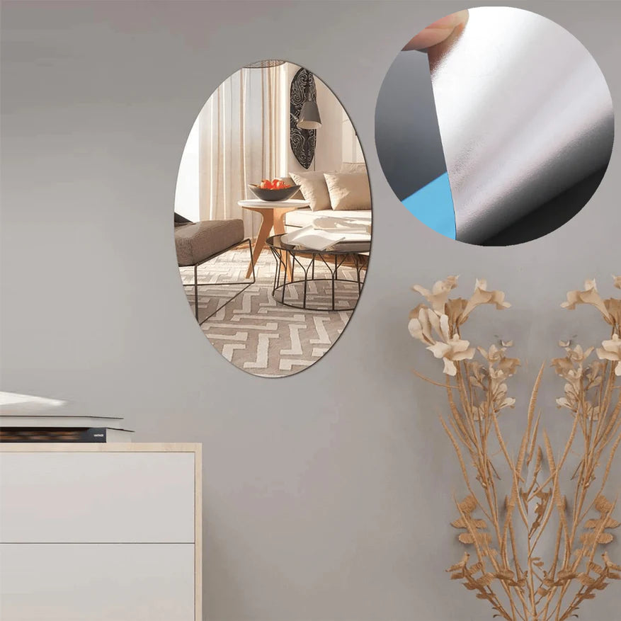 Small Oval Frame Less Mirror Wall Sticker For Dressing - Happy Price - Image 2