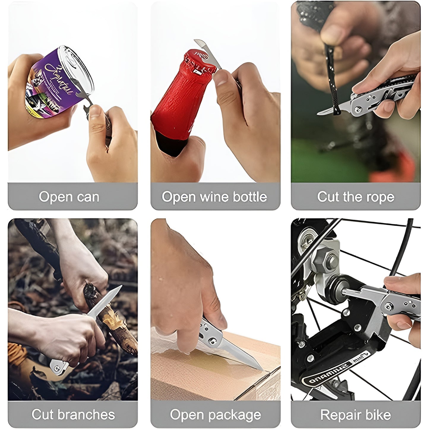 Stainless Steel 8-in-1 Pocket Multi-Tool Kit with Nail Clipper, Knife, Scissors, Screwdriver, File & Bottle Opener - Happy Price - Image 5