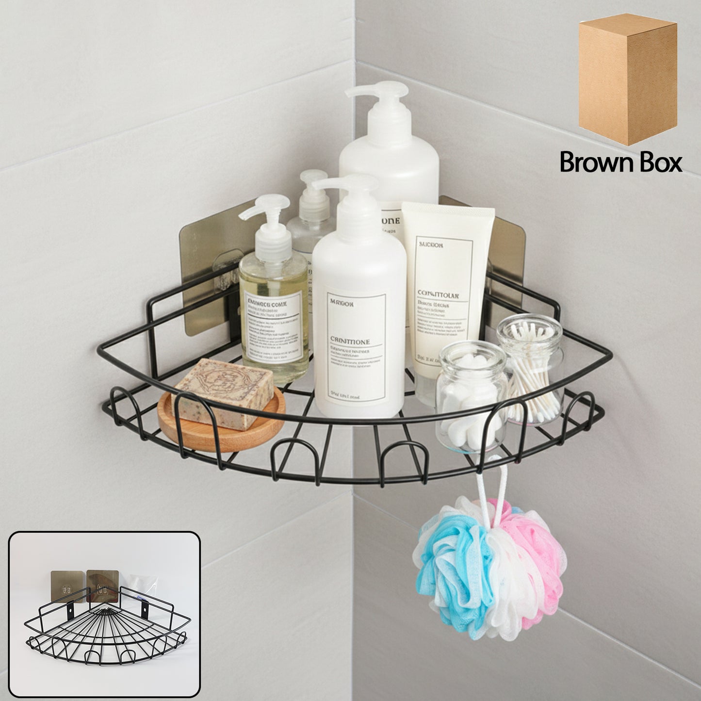 Wall Mounted Corner Shelf Organizer - Adhesive Bathroom & Kitchen Storage Rack (1 Pc) - Great Price - Image 2