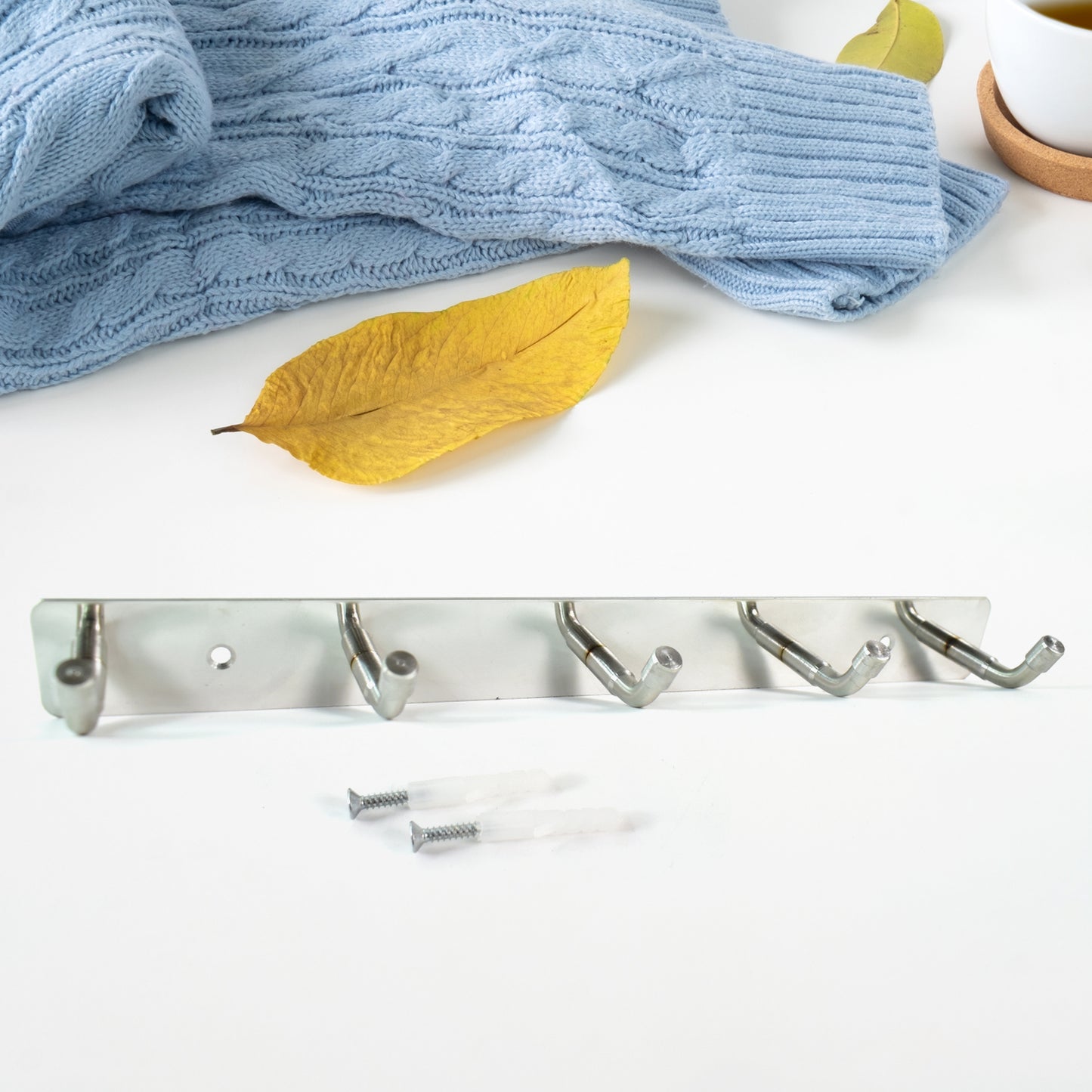 Stainless Steel Wall Mounted Coat 5 Hook Rack (26x3 1 Pc) - Happy Price - Image 2