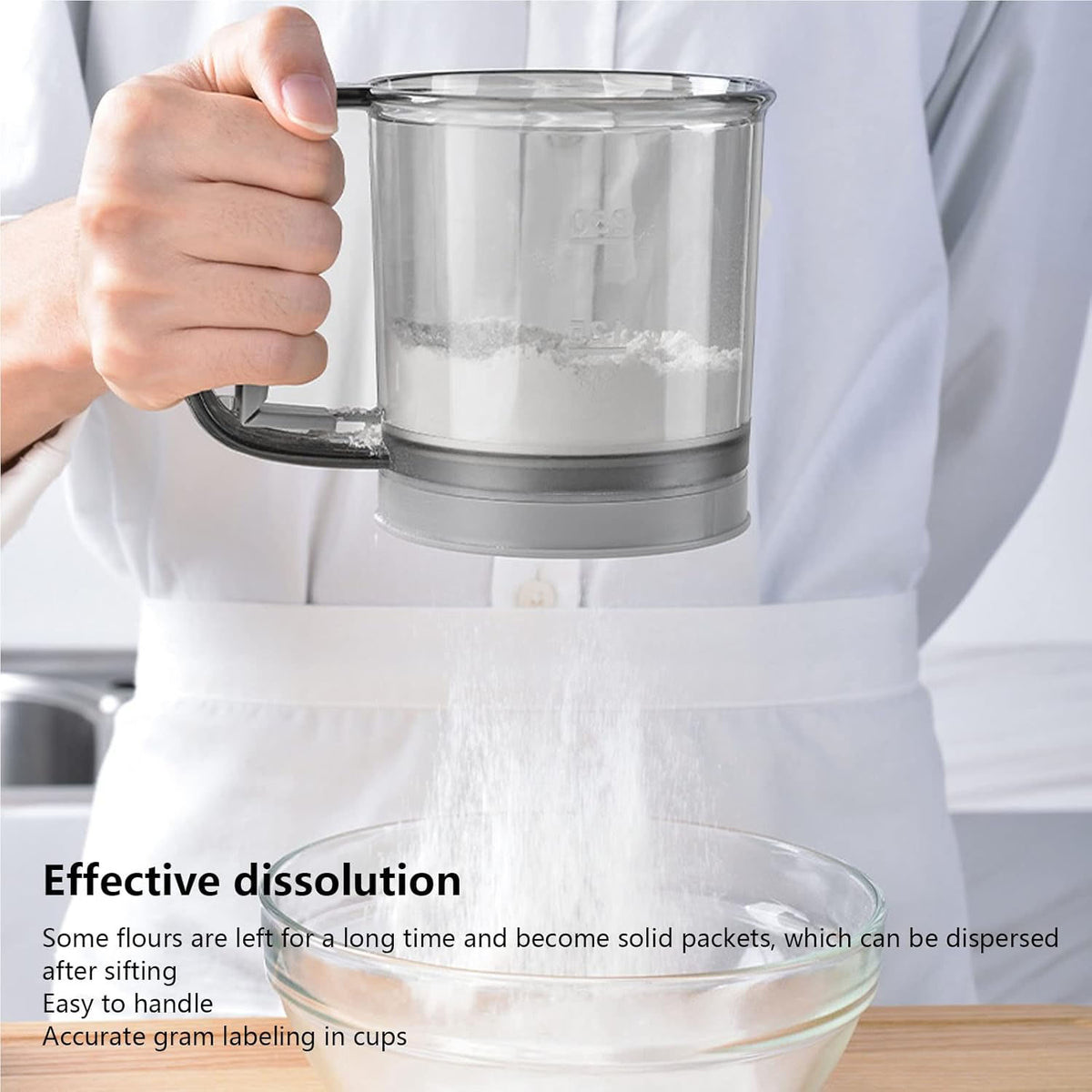 Plastic Flour Sieve Cup with Handle for Baking - Fine Mesh Sifter - Happy Price - Image 6