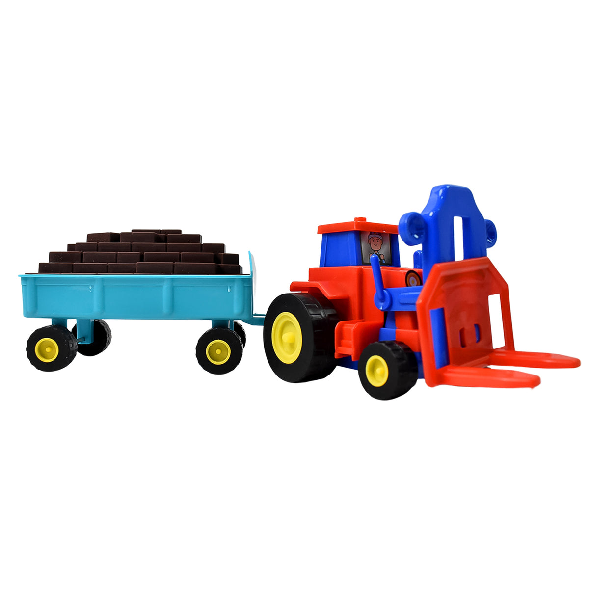 Plastic Tractor Toy Friction Powered Tractor With Bricks Trolley (1 Pc) - Happy Price - Image 4