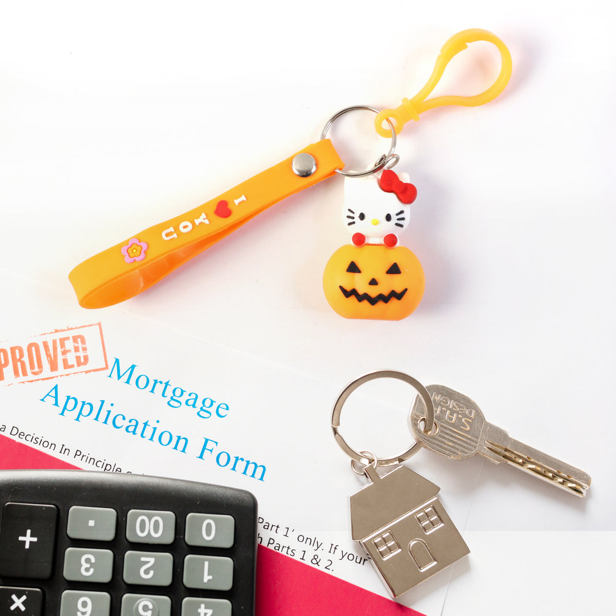 Cartoon Cat Pumpkin Silicone Keychain - 1 Pc - Happy Price - Image 3