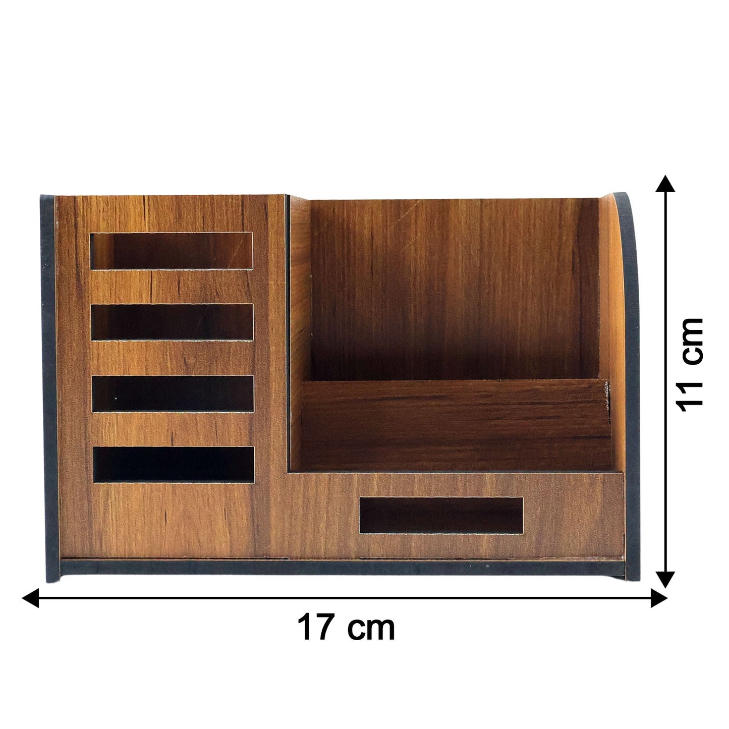Wooden Desk Organizer with Phone Stand, Pen & Card Holder - 1 Pc - Happy Price - Image 5