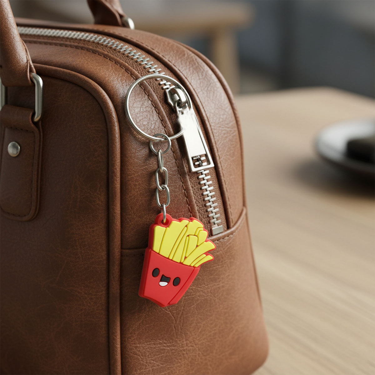 Smiley French Fries Keychain - Fun Cartoon Bag Charm (1 Pc) - Happy Price - Image 6