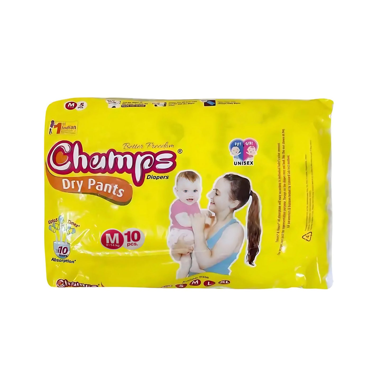 Medium Champs Dry Pants Style Diaper- Medium (10 Pcs) Best For Travel Absorption Champs Baby Diapers Champs Soft And Dry Baby Diaper Pants (M 10 Pcs ) - Happy Price - Image 4