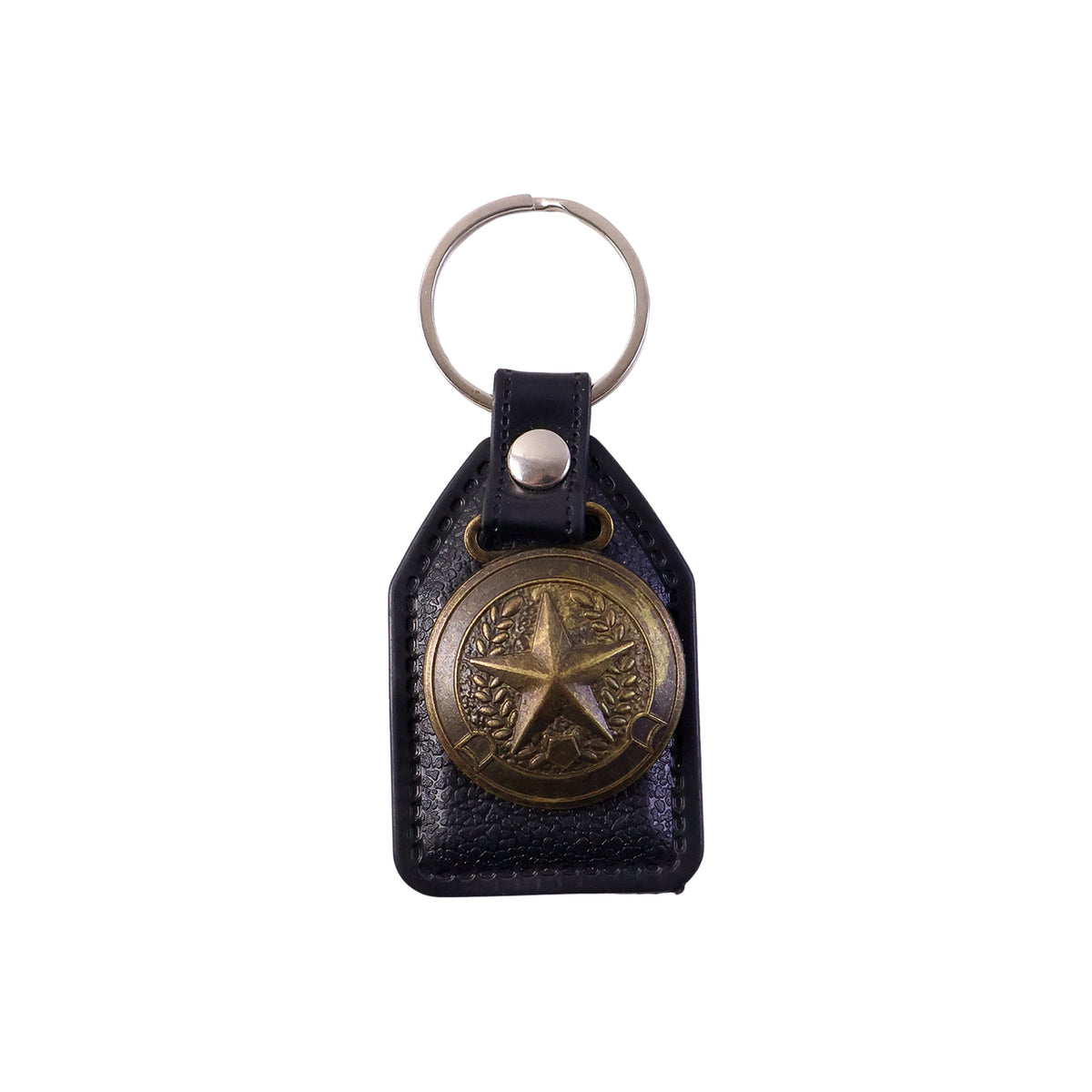 Metal Star Emblem Keychain with Leather Finish - 1 Pc - Happy Price - Image 4