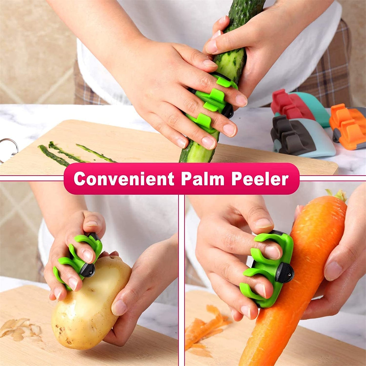 Hand Palm Peeler Fruit Hand Vegetable Peeler Potato With Rubber Finger Grip Kitchen Cooking Tool Cucumber - Happy Price - Image 3