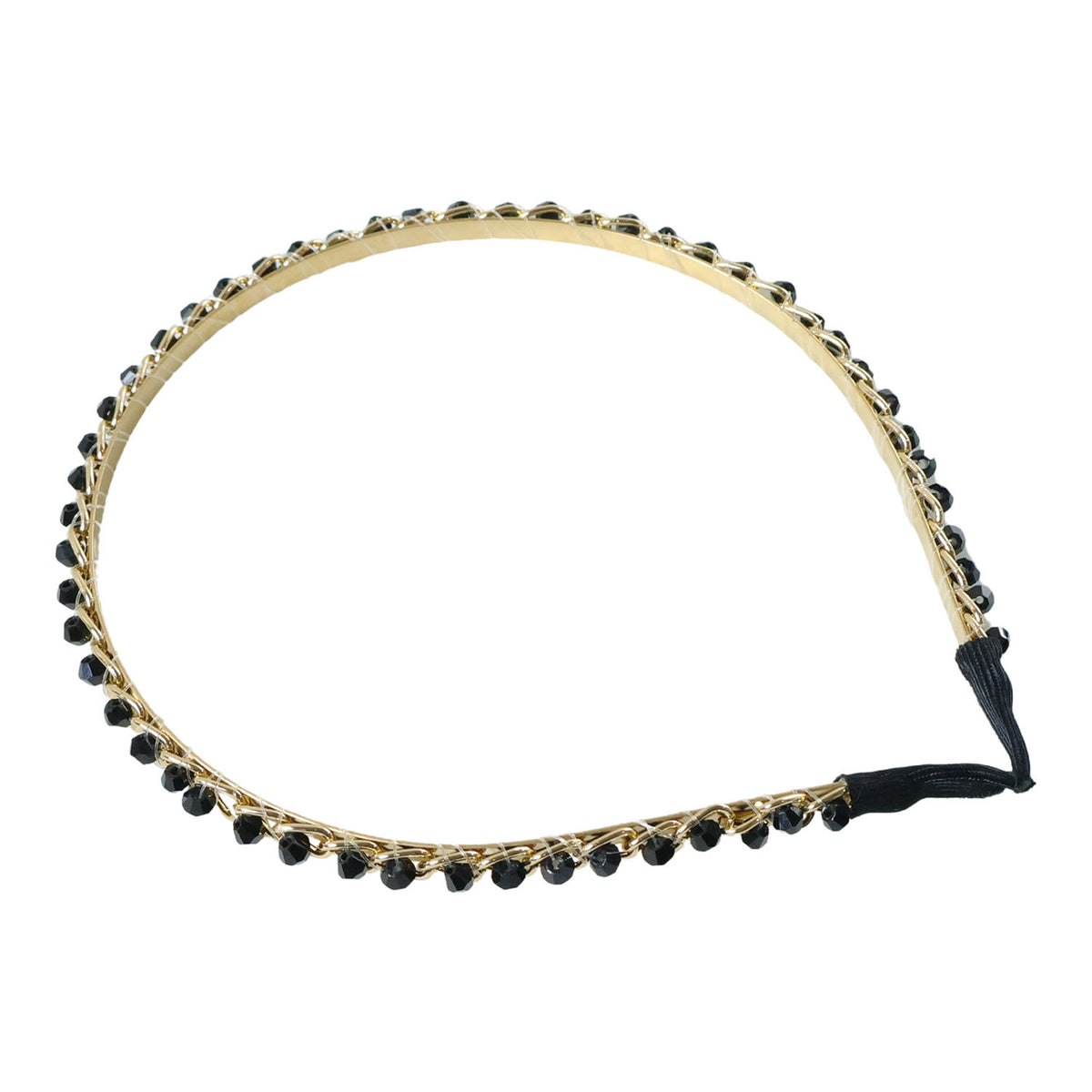 Gold Finish Beaded Hair Band (1 Pc) - Stylish Metal Headband for Women - Happy Price - Image 4