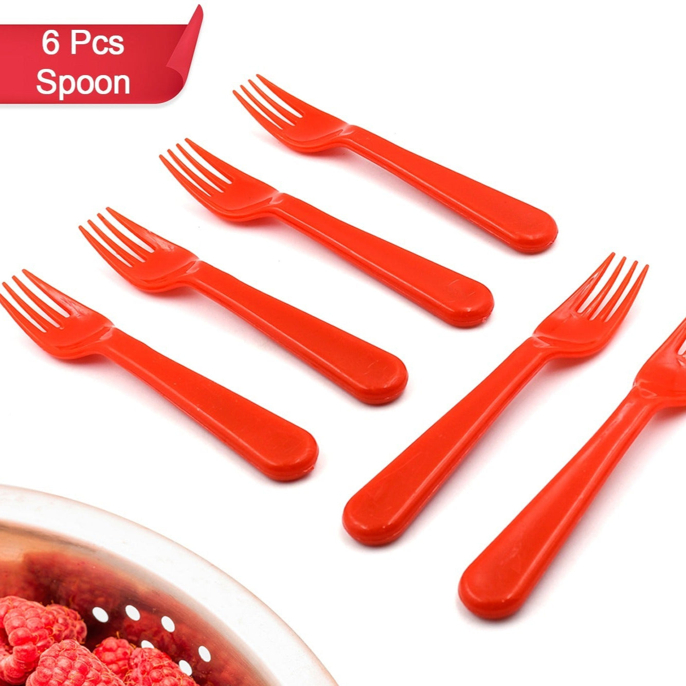 Plastic Fork Spoon Fork Spoon Set Fruit Fork Spoon Set Baby Fork Spoonvegetable Fork Spoon Plastic Salad Spoon Dessert Spoon (6pc Set) - Happy Price - Image 1