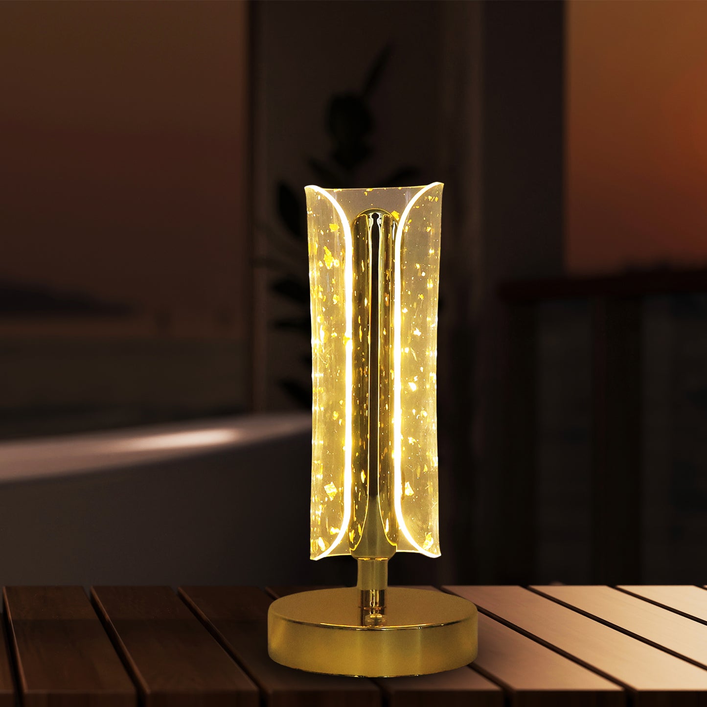 Crystal Effect Table Lamp with Golden Base - USB Powered Warm LED Light (1 Pc) - Happy Price - Image 5
