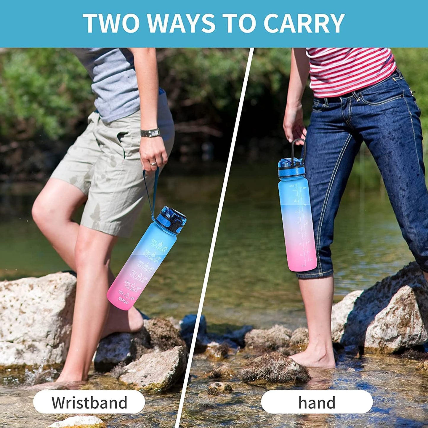 Motivational Water Bottle With Straw Time Marker Bpa-free Tritan Portable Gym Water Bottle Leakproof Reusable Special Design For Your Sports Activity Hiking Camping - Happy Price - Image 3