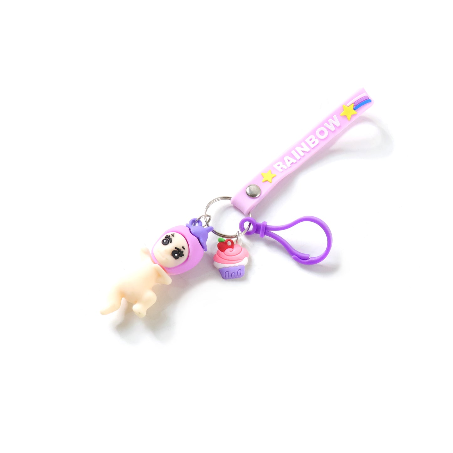 Cute Doll & Cupcake Keychain with Rainbow Strap (1 Pc) - Happy Price - Image 4