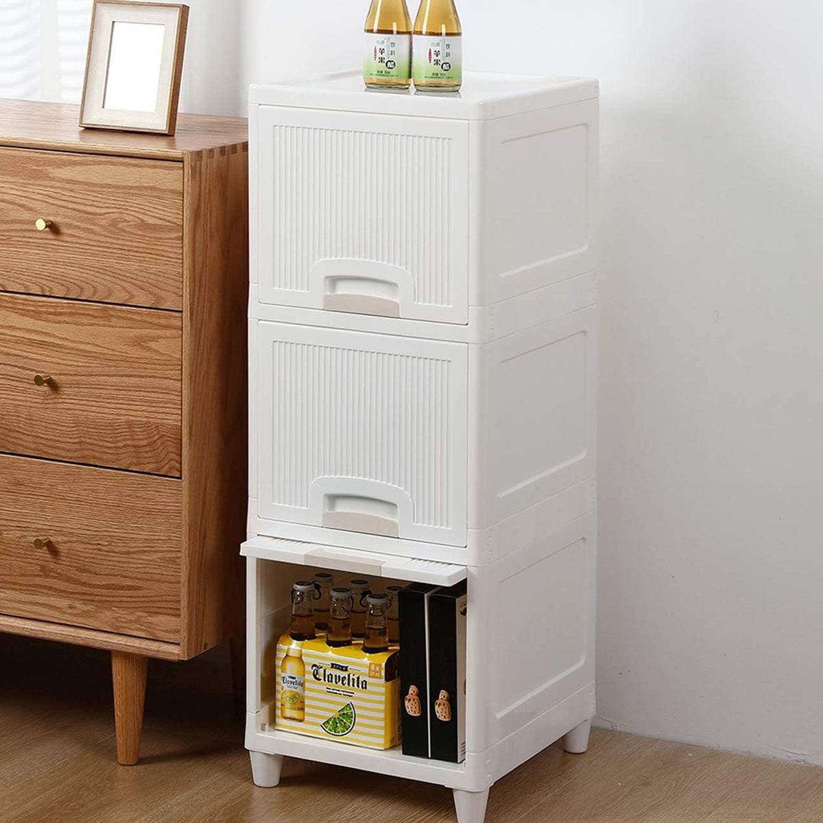 Multipurpose Storage Cabinet Storage Solutions Plastic Drawers Multi Layer Wardrobe Storage Drawers Foldable Multipurpose Drawer Units For Kitchen Bathroom Bedroom Cloth (3layer) - Happy Price - Image 3