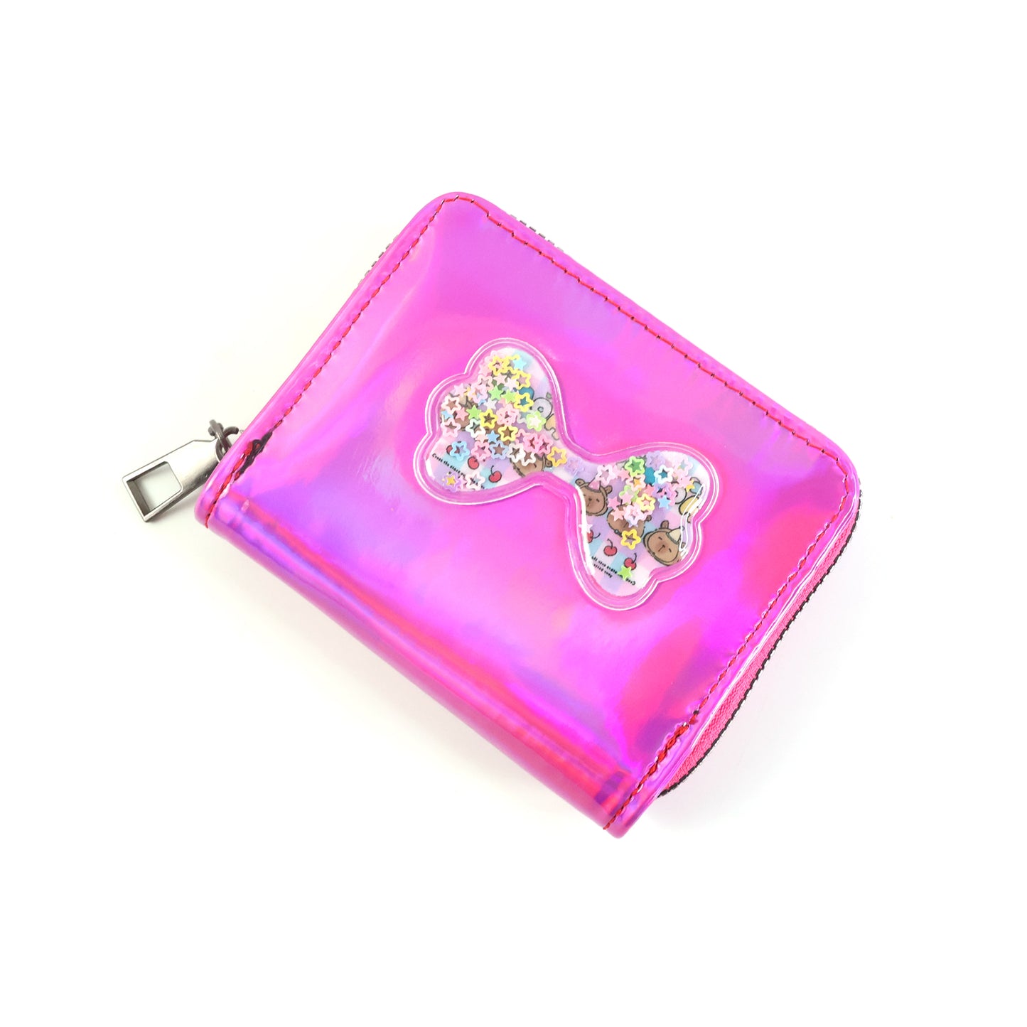 Vibrant Kids Wallet (1 Pc) - Stylish Zip Pouch with Glitter Bow - Happy Price - Image 2