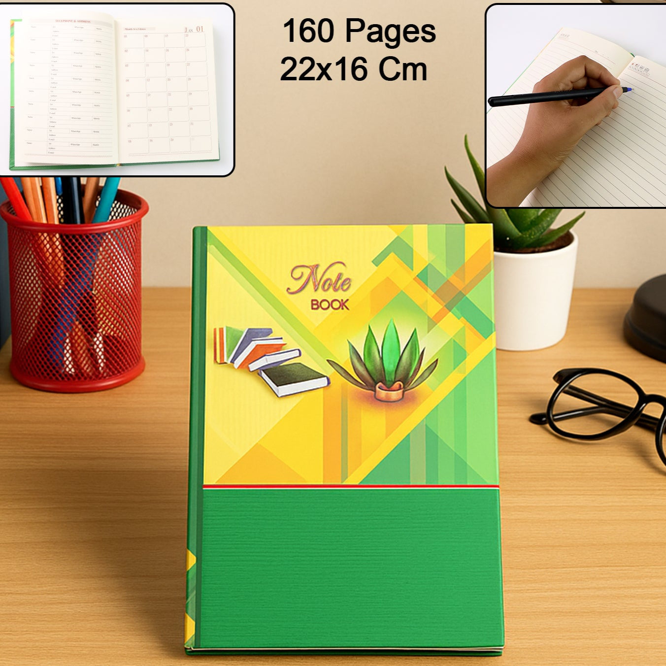 Hardcover Ruled Notebook With Calendar 160 Pages 22x16 Cm (1 Pc) - Happy Price - Image 1