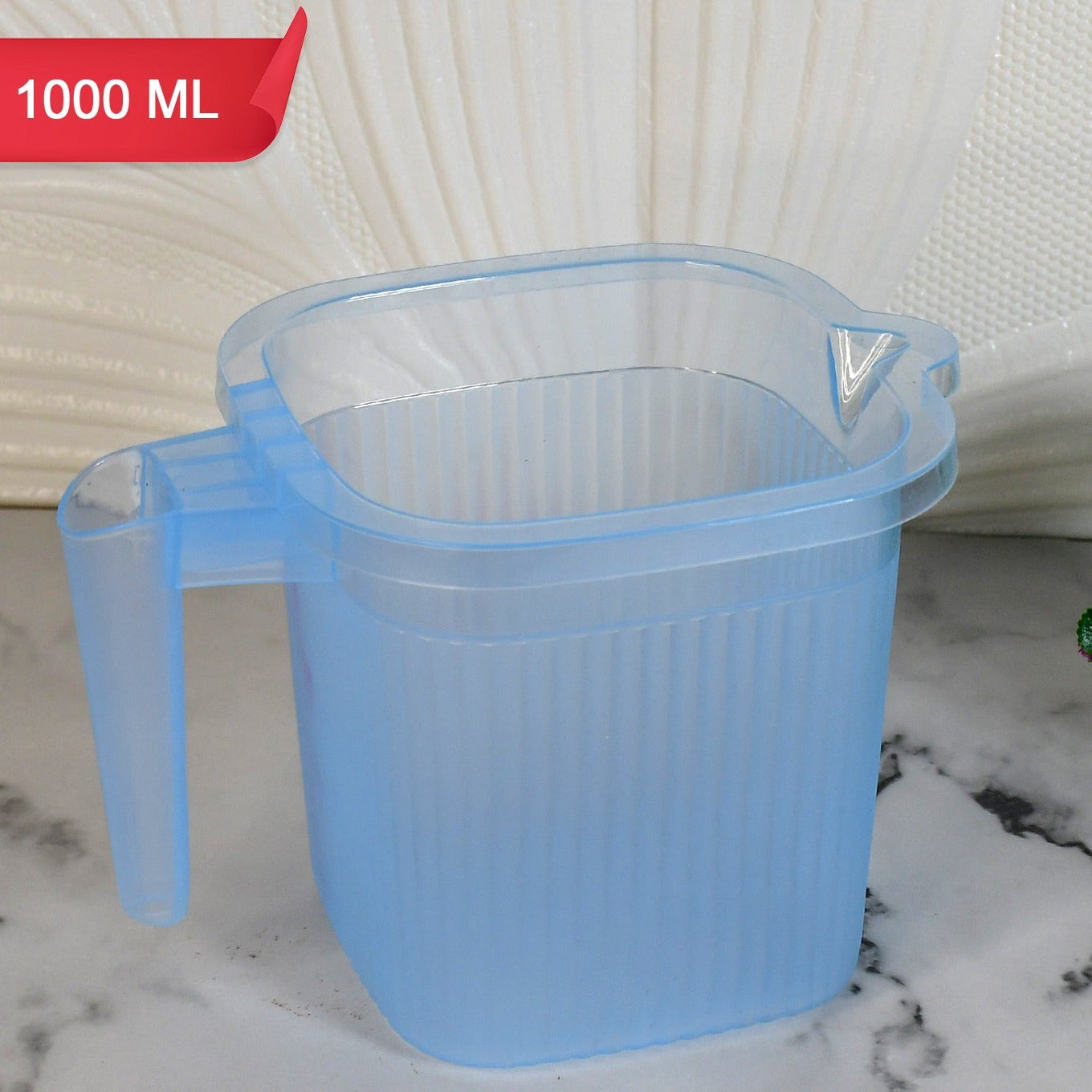 Plastic Square Transparent Bath Water Mug (1 Pc 1000 Ml Mix Color) - Happy Price - Image 1