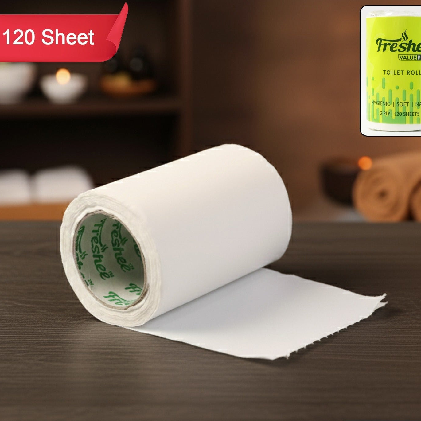 Ultra-Soft 2-Ply Toilet Roll, 120 Sheets Per Roll, Gentle & Absorbent Bathroom Tissue - Happy Price - Image 1