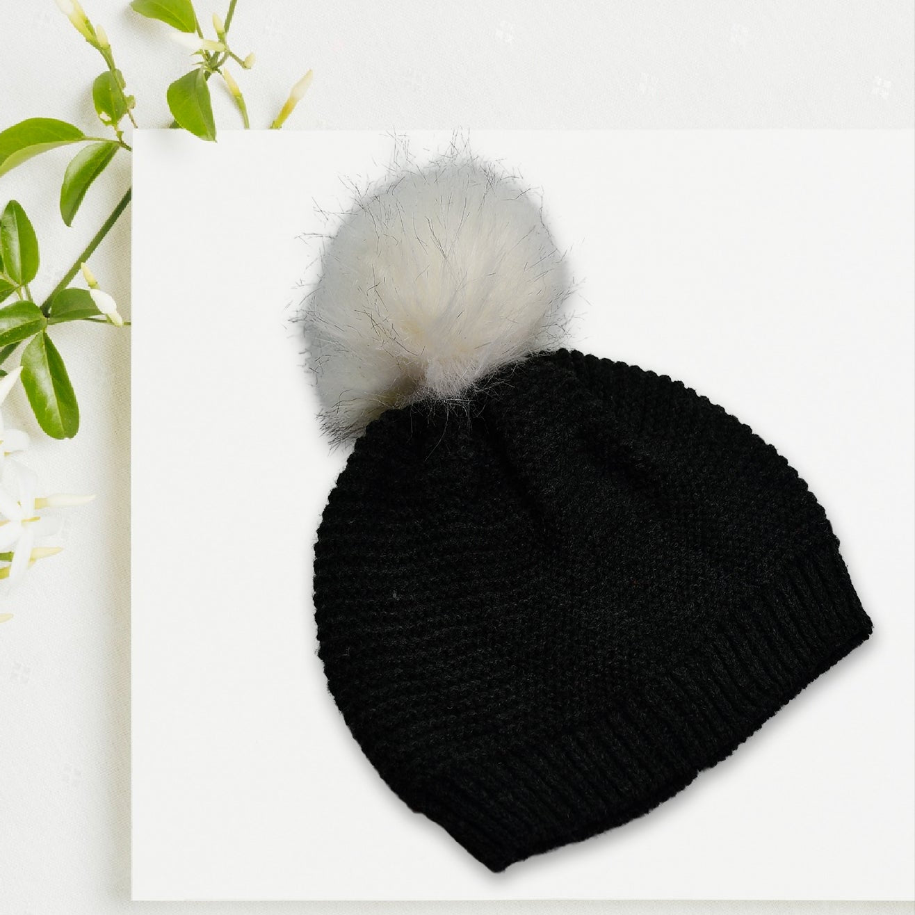 Mens And Womens Skull Slouchy Winter Woolen Knitted Black Inside Fur Beanie Cap. - Happy Price - Image 1