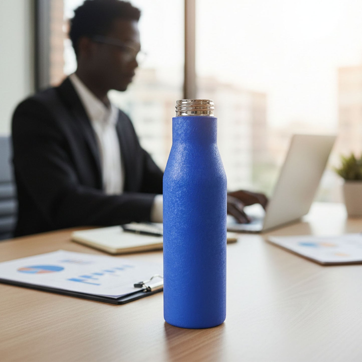 Classic Blue Stainless Steel Water Bottle - 1000 ML, 1 Pc - Happy Price - Image 6