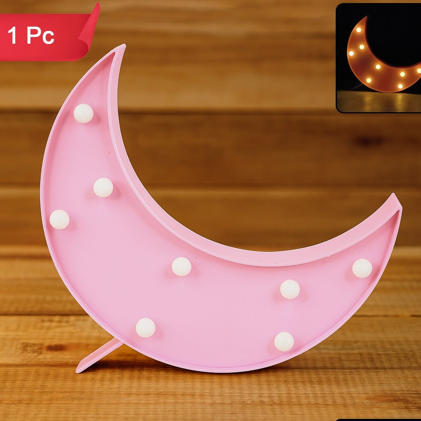 Moon Shaped LED Night Light - Battery Operated Decorative Lamp (1 Pc) - Happy Price - Image 1