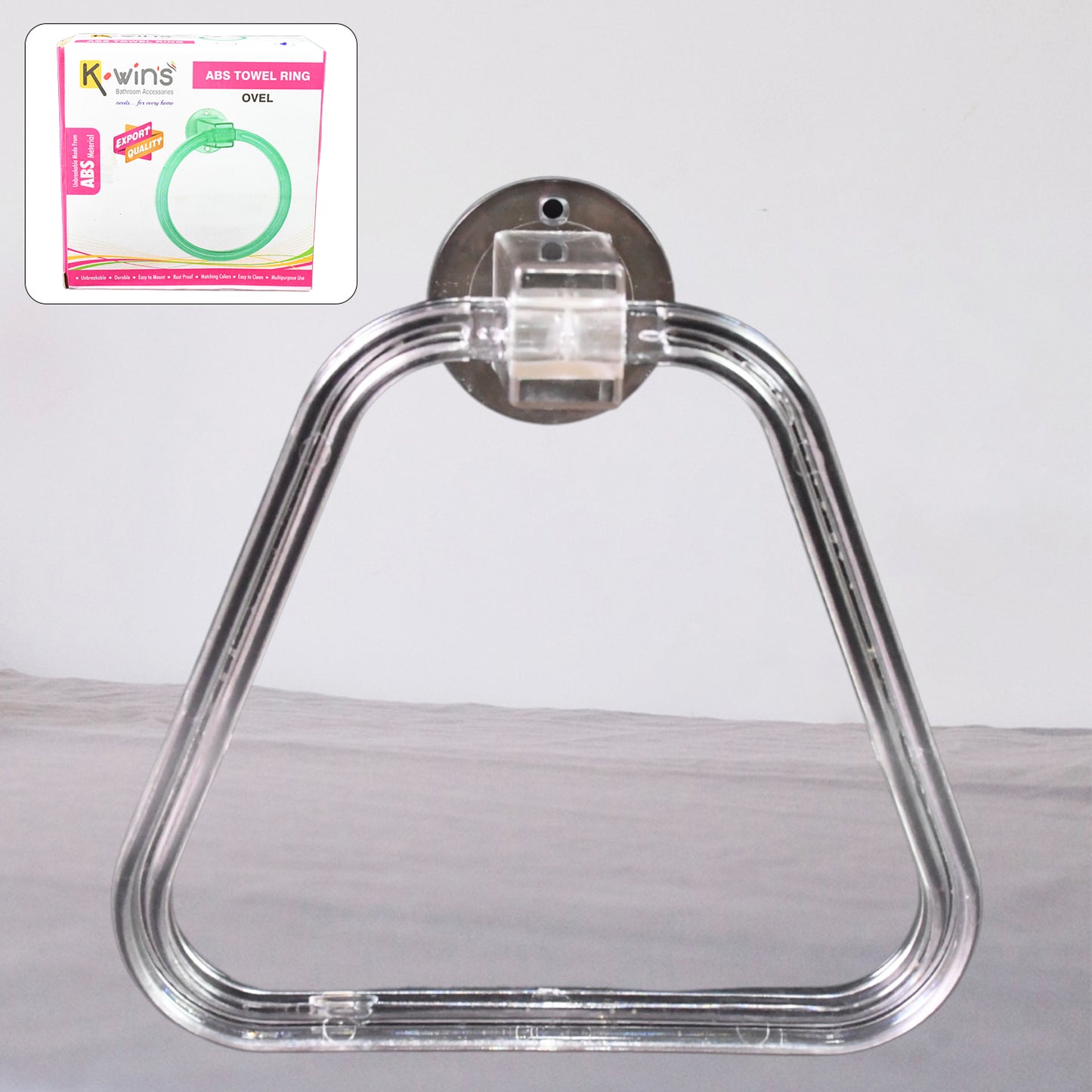Unbreakable Abs Square Towel Ring Wall Mounted Stand Holder (1 Pc) - Happy Price - Image 2