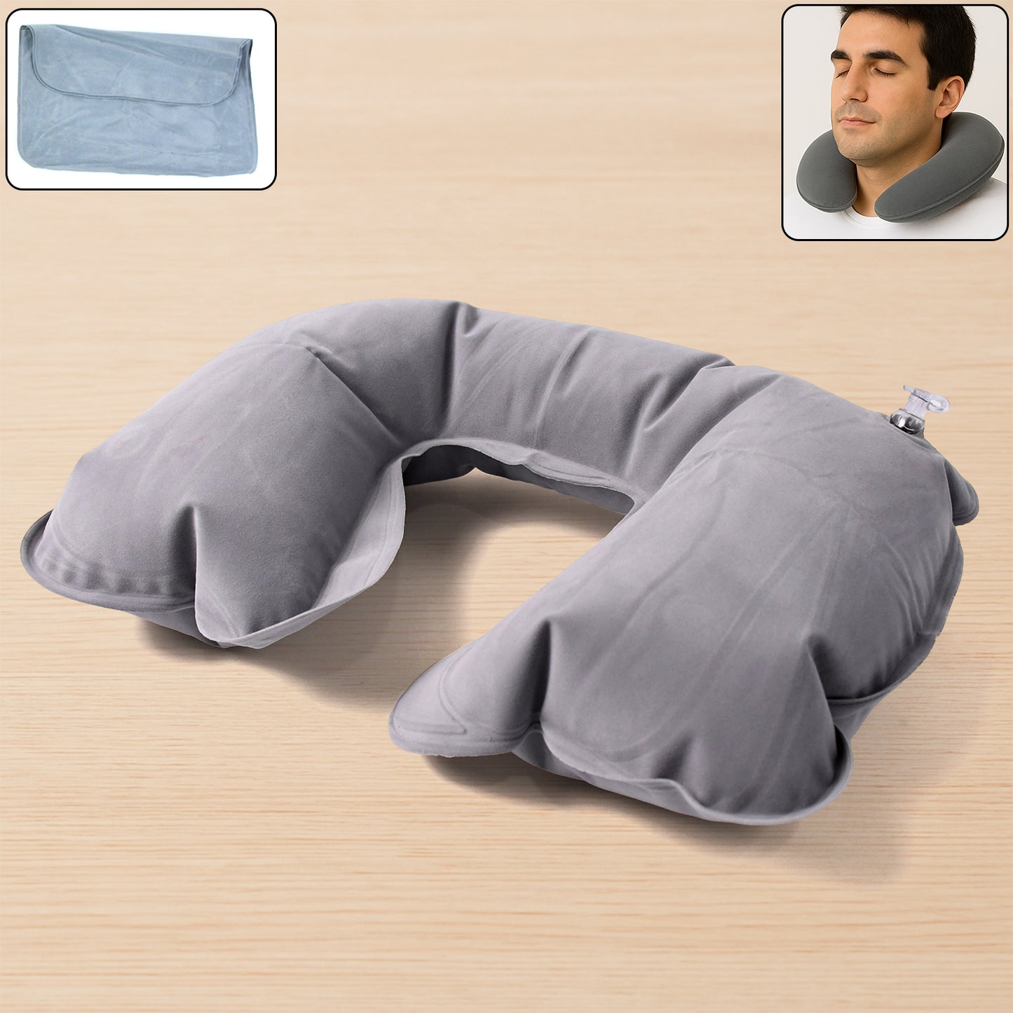 Inflatable Foldable Pillow U Shape Air Cushion Travel Pillow Travel Business Trip Neck Pillow For Long Trips Ideal For Men Women Portable And Perfect For Backpacking Car Camping And Even Airplane Travel - Happy Price - Image 2