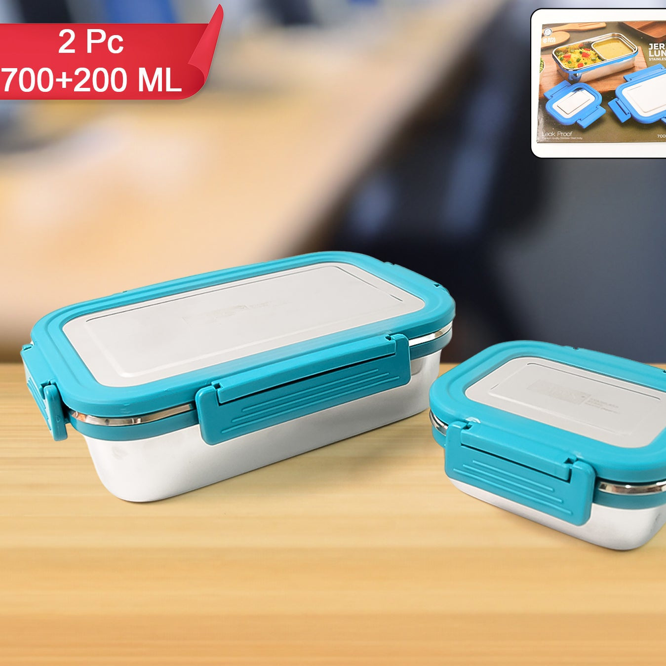 Apex Jerry Lunch Box Premium Stainless Steel Food Container (2 Pc 700+200 Ml Approx) - Happy Price - Image 1