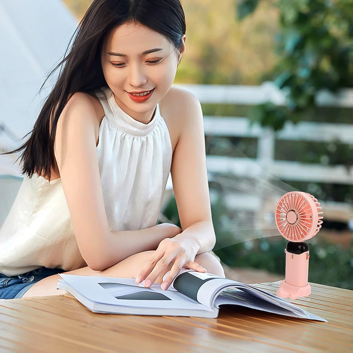 Rechargeable Portable Fan with Digital Display - USB Charging Handheld & Tabletop Cooler (1 Pc) - Happy Price - Image 3