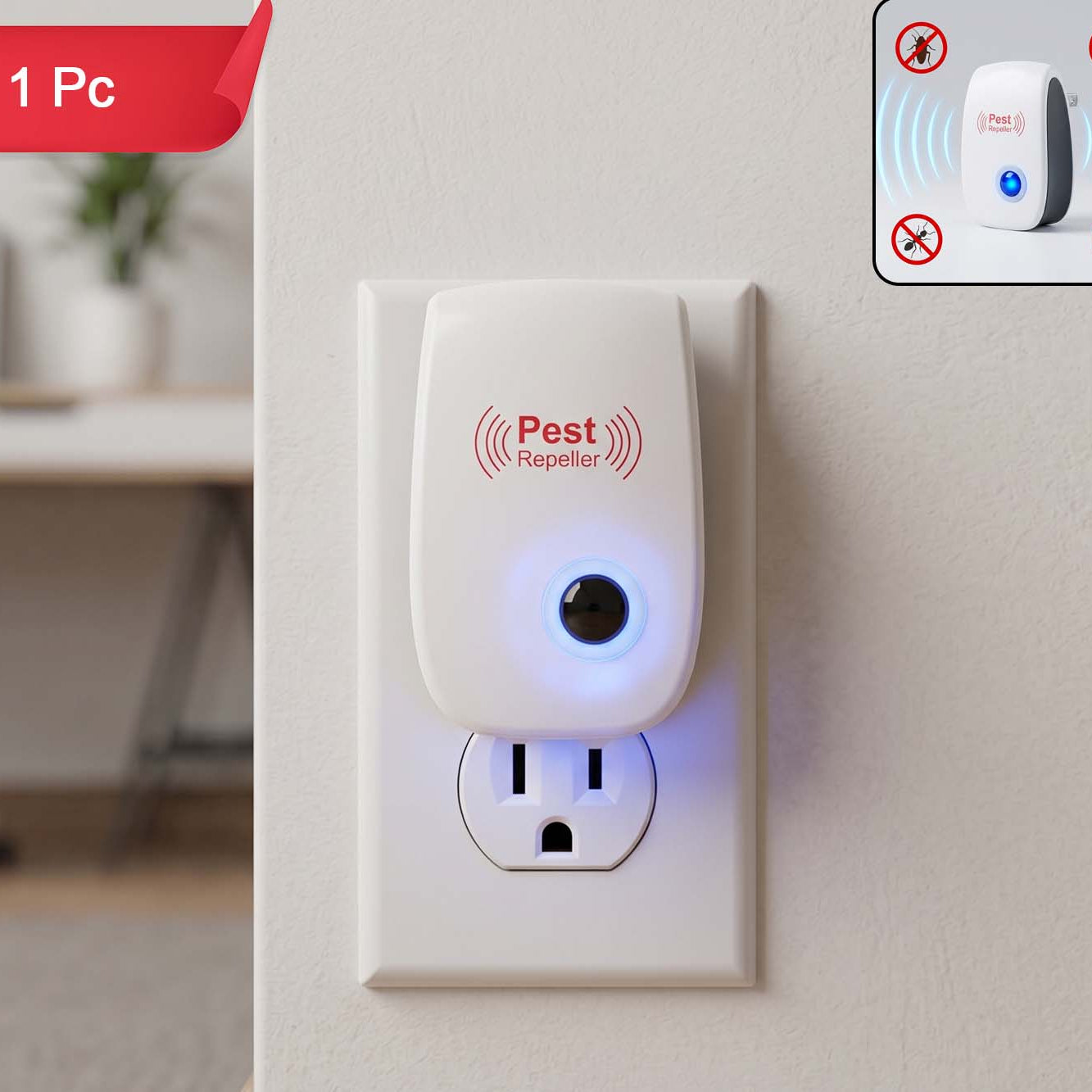 Electric Pest Repeller - Ultrasonic Plug-in Pest Control Device (1 Pc)