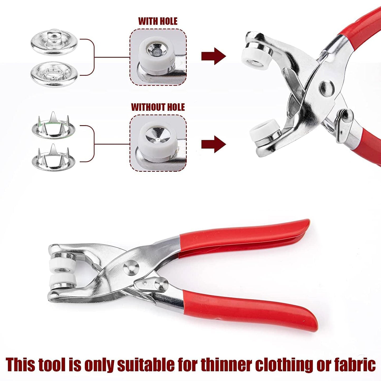 Snap Button Plier Tool Kit with 100+ Assorted Metal Studs - DIY Fastener Set - Great Price - Image 7