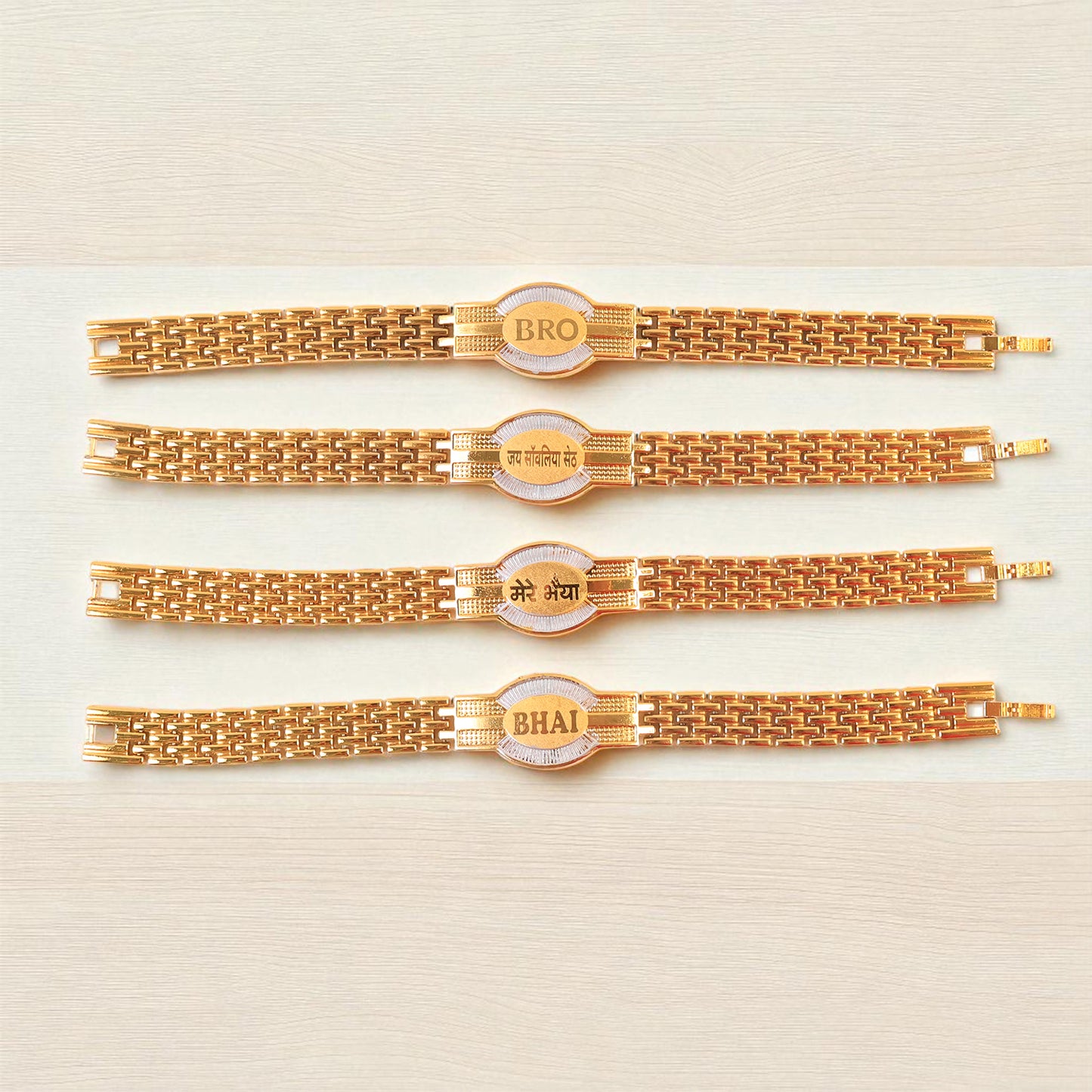 Rakhi Bracelet For Brother Metal Chain Style Rakhi With Mixed Designs (1 Pc) - Happy Price - Image 5