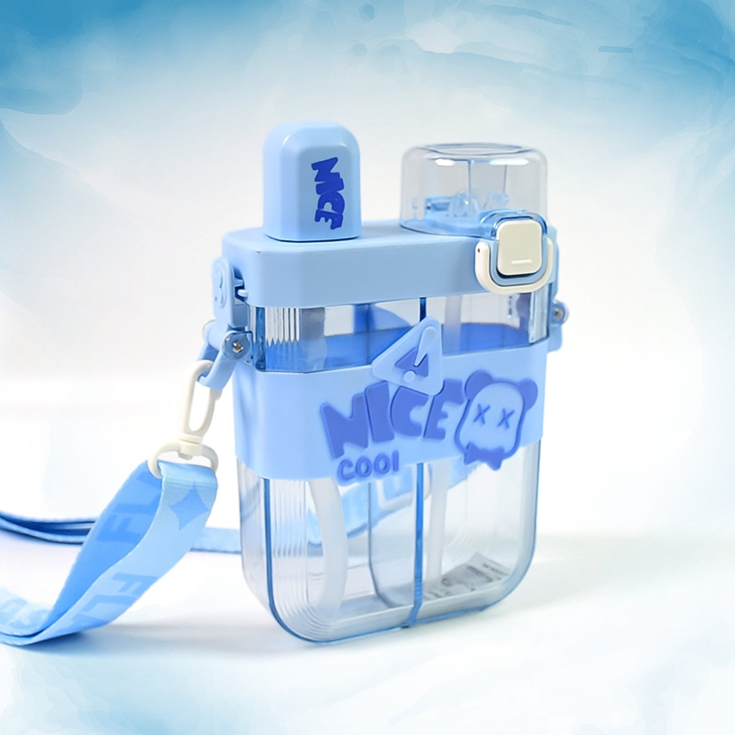 2in1 Dual Compartment Water Bottle With Straw And Adjustable Shoulder Straps (1 Pc Multi Color) - Happy Price - Image 6