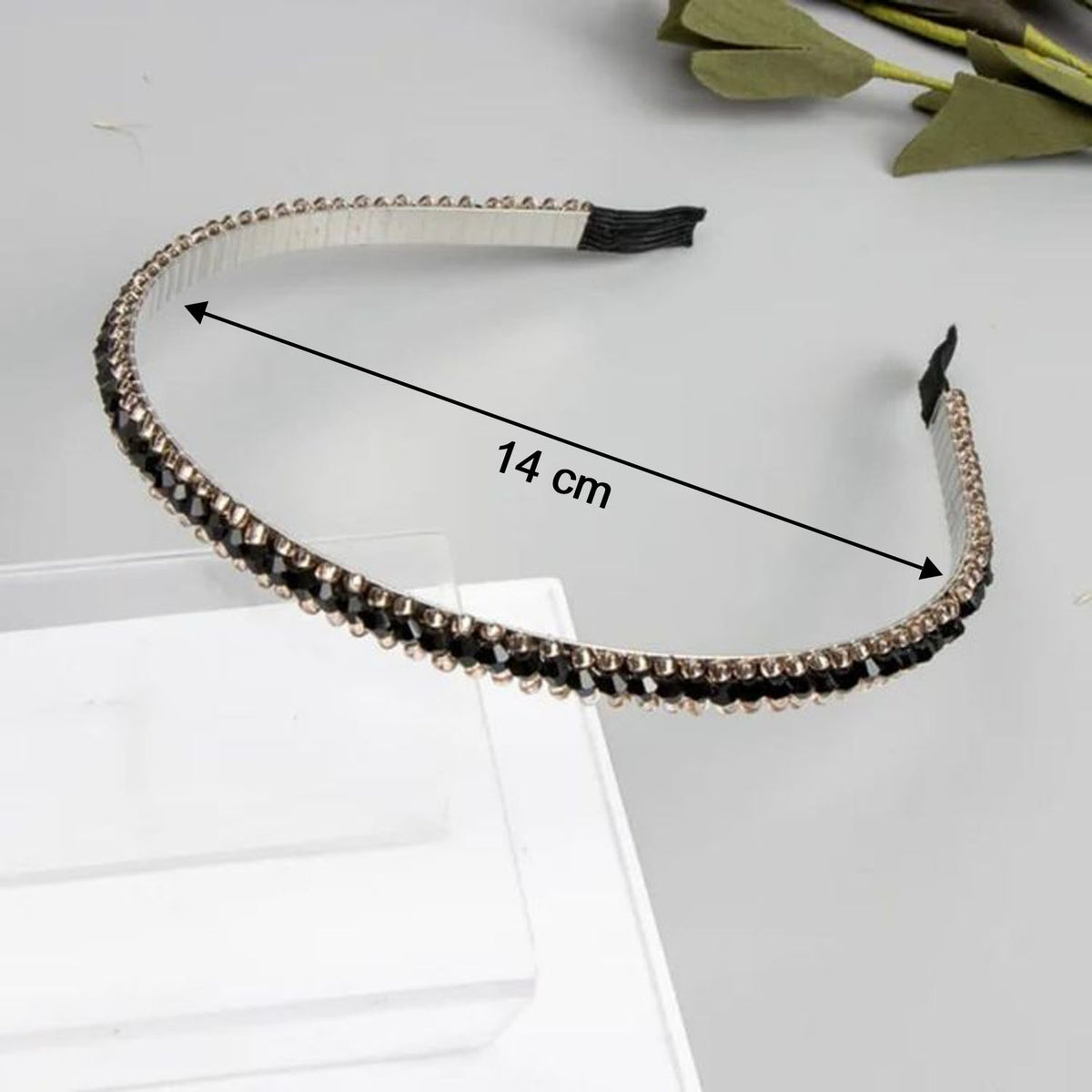 Black Crystal Studded Metal Hair Band for Women (1 Pc) - Happy Price - Image 5
